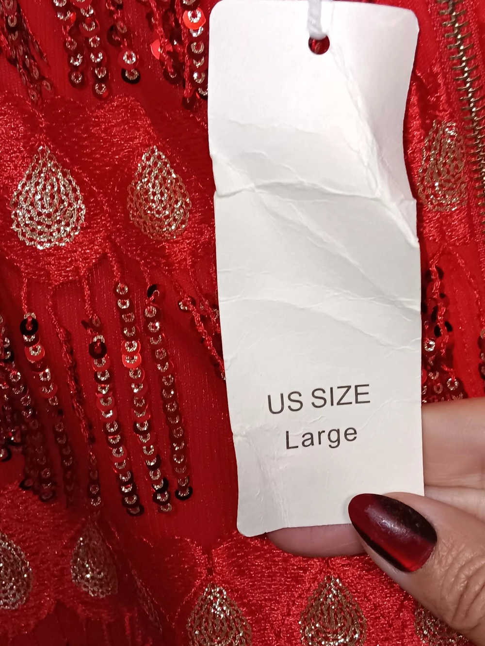 Red Sequin Embellished Women’s Evening Dress - Large